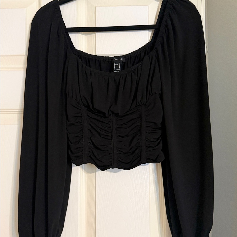 Forever 21 Black Ruched Blouse